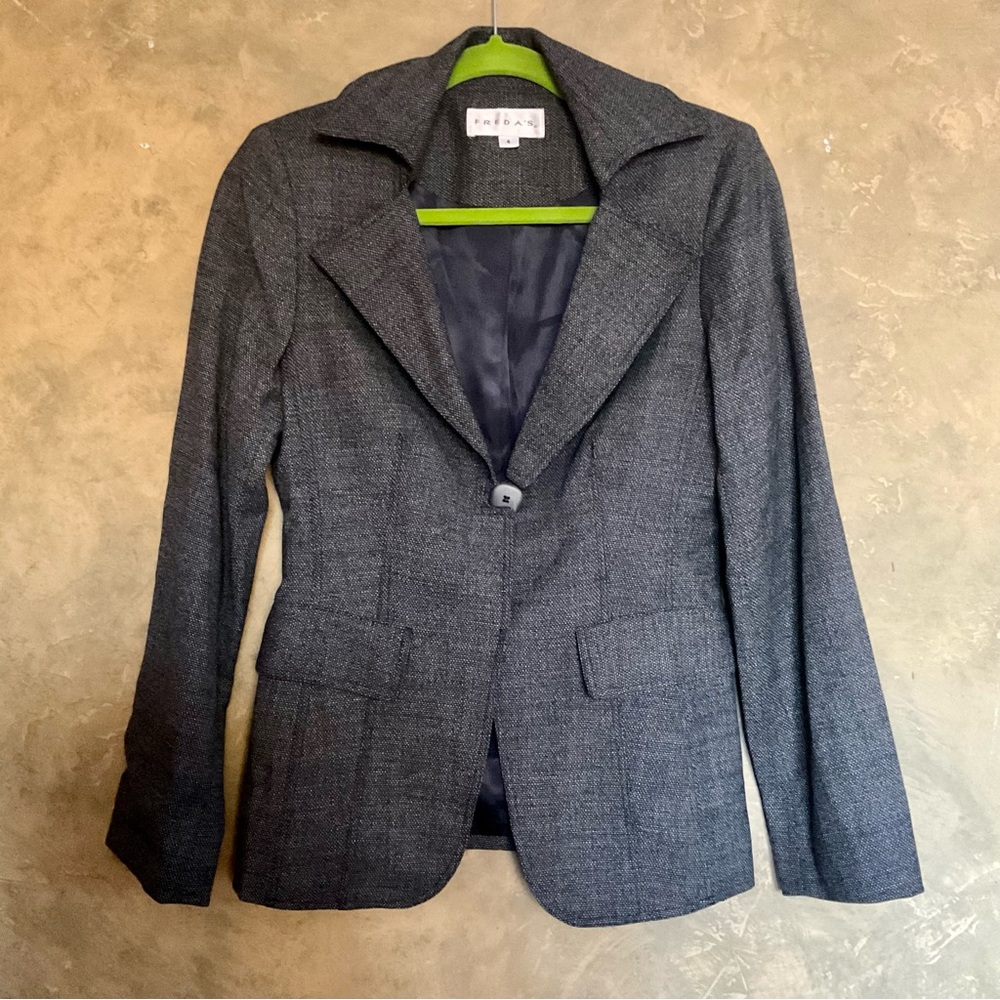Freda’s Tweed Wool Blend Structured Blazer